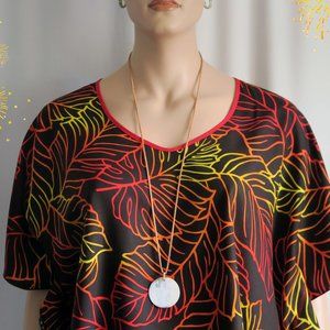 Hawaiian Fern Butterfly Tunic Shirt Top - Blood Orange or Blue & Teal =Travel -